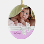 Rosa & White Bow Baby Girl Foto Ornament (Rechts)