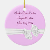 Rosa & White Bow Baby Girl Foto Ornament (Hinten)