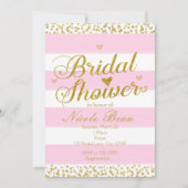 Rosa White & Gold Hearts BRIDAL SHOWER Einladungen (Vorderseite)