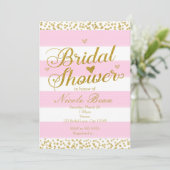 Rosa White & Gold Hearts BRIDAL SHOWER Einladungen (Stehend Vorderseite)