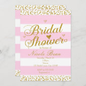 Rosa White & Gold Hearts BRIDAL SHOWER Einladungen (Vorne/Hinten)