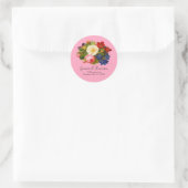 Rosa White Roses Red Orange Blue Script Butterfly Runder Aufkleber (Tasche)