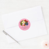 Rosa White Roses Red Orange Blue Script Butterfly Runder Aufkleber (Umschlag)