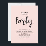 Rosa & White Simple 40. Geburtstags-Party Einladung<br><div class="desc">Feiern Sie Ihren besonderen Tag mit dieser stilvollen 40. Party Einladung. Dieses Design verfügt über ein Chic-Pinselskript mit einem klaren Layout in Rosa und Weiß-Farbkombination. Weitere Designs gibt es in meinem Shop BaraBomDesign.</div>
