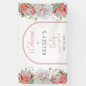 Rosa | White Sweet Floral Blooms Girl Baby Dusche Banner (Vertikal)
