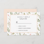 Rosa Wiese botanische Blume Hochzeit RSVP (Vorne/Hinten)