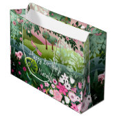 Rosa Wiese mit handgemalt Dragonfly Große Geschenktüte (Vorderseite Schrägansicht)
