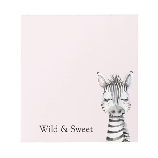 Rosa Wild & Sweet Zebra Notizblock (Vorderseite)