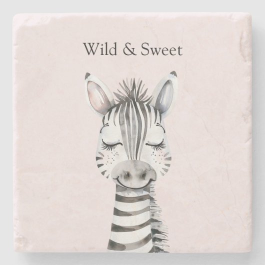 Rosa Wild & Sweet Zebra Steinuntersetzer (Vorderseite)