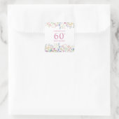 Rosa Wildblume 60. Geburtstag Quadratischer Aufkleber (Tasche)