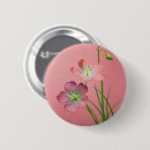 Rosa Wildblume auf Burgund Button (Vorne & Hinten)