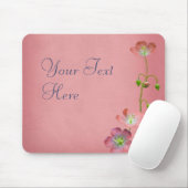 Rosa Wildblume auf Burgund Mousepad (Mit Mouse)