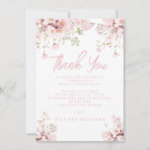 Rosa Wildblume Baby Girl Dusche Dankeskarte (Vorderseite)