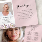 Rosa Wildblume Beileid Beerdigung Dankeskarte