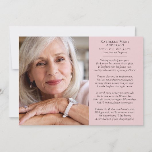 Rosa Wildblume Beileid Beerdigung Dankeskarte (Rückseite)