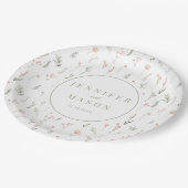 Rosa Wildblume Blütenrosa Hochzeitspapiere Teller (Schrägansicht)