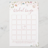 Rosa Wildblume Boho Brautparty Bingo-Spiel (Vorderseite)