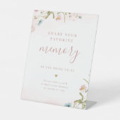 Rosa Wildblume boho gemeinsam ein Memory-Brautpart Sockelschild (Vorderseite)