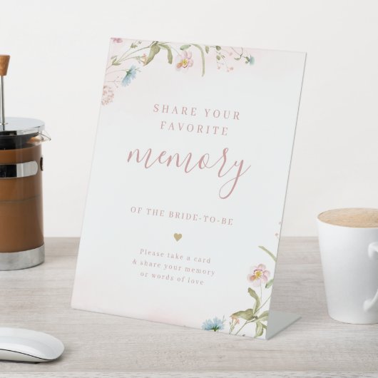 Rosa Wildblume boho gemeinsam ein Memory-Brautpart Sockelschild (In SItu)