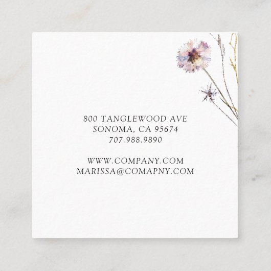 Rosa Wildblume Botanisch Quadratische Visitenkarte (Rückseite)