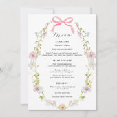 Rosa Wildblume Bow Babydusche Einladung (Vorderseite)