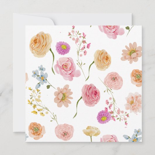 Rosa Wildblume Brautparty Einladung (Rückseite)