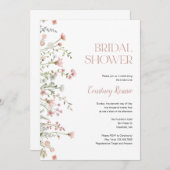 Rosa Wildblume Brautparty Einladung (Vorne/Hinten)
