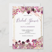 Rosa Wildblume Brautparty Einladung (Vorderseite)
