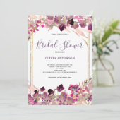 Rosa Wildblume Brautparty Einladung (Stehend Vorderseite)