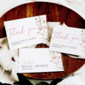 Rosa Wildblume Brautparty geklappt Dankeskarte