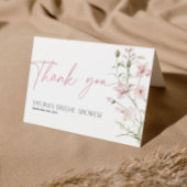 Rosa Wildblume Brautparty geklappt Dankeskarte