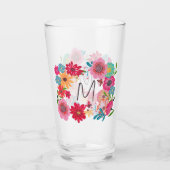 Rosa Wildblume Brautparty Glas (Rückseite)