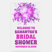 Rosa Wildblume Brautparty Willkommen Mattiert Acrylschild (Vorderseite)