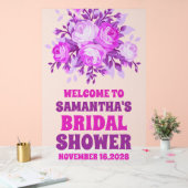 Rosa Wildblume Brautparty Willkommen Mattiert Acrylschild (Hochzeit)