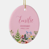 Rosa Wildblume Bridesmaid Keramik Ornament (Rechts)