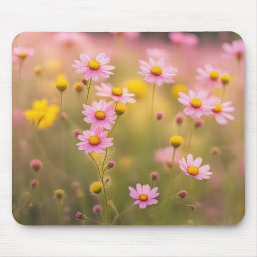 Rosa Wildblume Daisy Field Mousepad (Vorne)