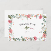 Rosa Wildblume Danke Karte (Vorne/Hinten)