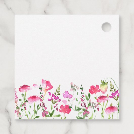 Rosa Wildblume Danke, Script-Brautparty Geschenkanhänger (Rückseite)