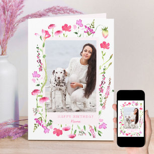 Rosa Wildblume Delikates Blumengebäck Geburtstag F Karte