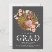 Rosa Wildblume Digital High School Abschluss Ankündigung (Vorderseite)