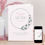 Rosa Wildblume Einfaches Personalisiertes Glück Ge Karte<br><div class="desc">Personalisierte Geburtstagskarte mit einem einfachen Kranz aus rosa Wildblumen und süßer Typografie. Die Einrichtung ist schlicht und dezent,  die Farbtöne Pastellrosa,  Rosa und Grün sind angenehm. Sie haben die Möglichkeit,  den Gruß auf der Vorderseite zu bearbeiten,  und das Innere ist leer,  damit Sie personalisieren können,  wie Sie möchten.</div>