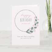 Rosa Wildblume Einfaches Personalisiertes Glück Ge Karte (Vorderseite)