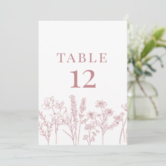 Rosa Wildblume Einladung (Stehend Vorderseite)