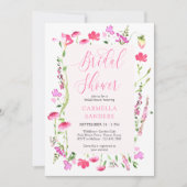 Rosa Wildblume Elegante Feminine Brautparty Einladung (Vorderseite)