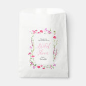 Rosa Wildblume Elegantes Script-Brautparty Geschenktütchen (Vorderseite)