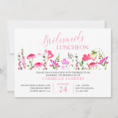 Rosa Wildblume Feminine Bridesmaids Luncheon Einladung (Vorderseite)