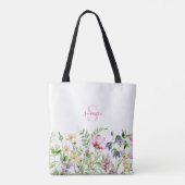 Rosa Wildblume Floral Monogramm Tasche (Rückseite)