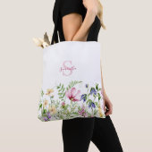 Rosa Wildblume Floral Monogramm Tasche (Von Nahem)