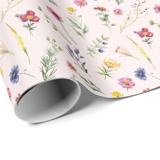 Rosa Wildblume Frühlingsblume Geschenkpapier (Rolleneckpunkt)