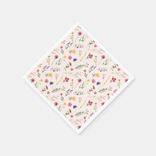 Rosa Wildblume Frühlingsblume Serviette (Ecke)